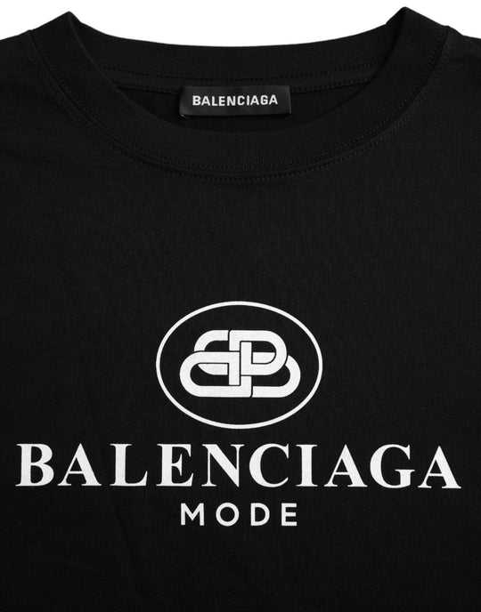Balenciaga Schwarzes Baumwoll-Logo-T-Shirt mit Rundhalsausschnitt und kurzen Ärmeln - Léoré