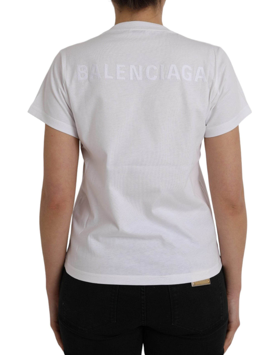 Balenciaga Weißes Baumwoll-T-Shirt mit Rundhalsausschnitt und kurzen Ärmeln - Léoré