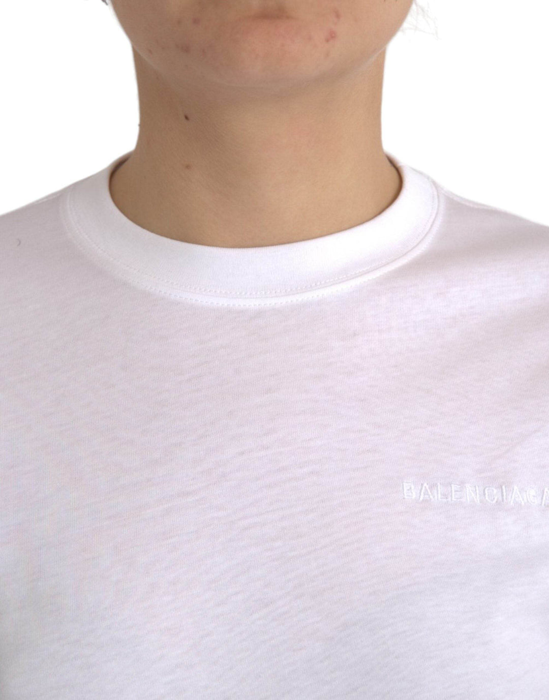 Balenciaga Weißes Baumwoll-T-Shirt mit Rundhalsausschnitt und kurzen Ärmeln - Léoré