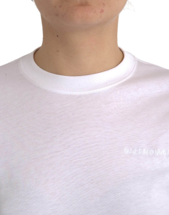 Balenciaga Weißes Baumwoll-T-Shirt mit Rundhalsausschnitt und kurzen Ärmeln - Léoré