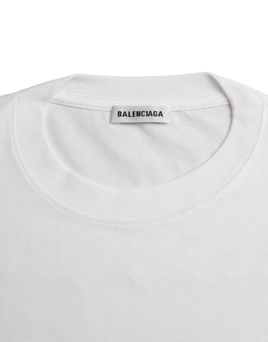 Balenciaga Weißes Baumwoll-T-Shirt mit Rundhalsausschnitt und kurzen Ärmeln - Léoré
