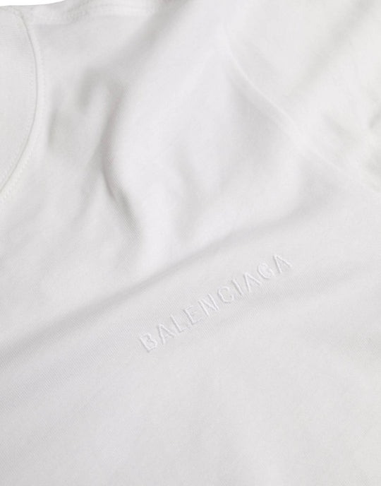 Balenciaga Weißes Baumwoll-T-Shirt mit Rundhalsausschnitt und kurzen Ärmeln - Léoré