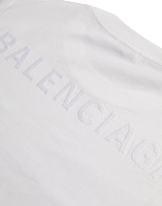 Balenciaga Weißes Baumwoll-T-Shirt mit Rundhalsausschnitt und kurzen Ärmeln - Léoré