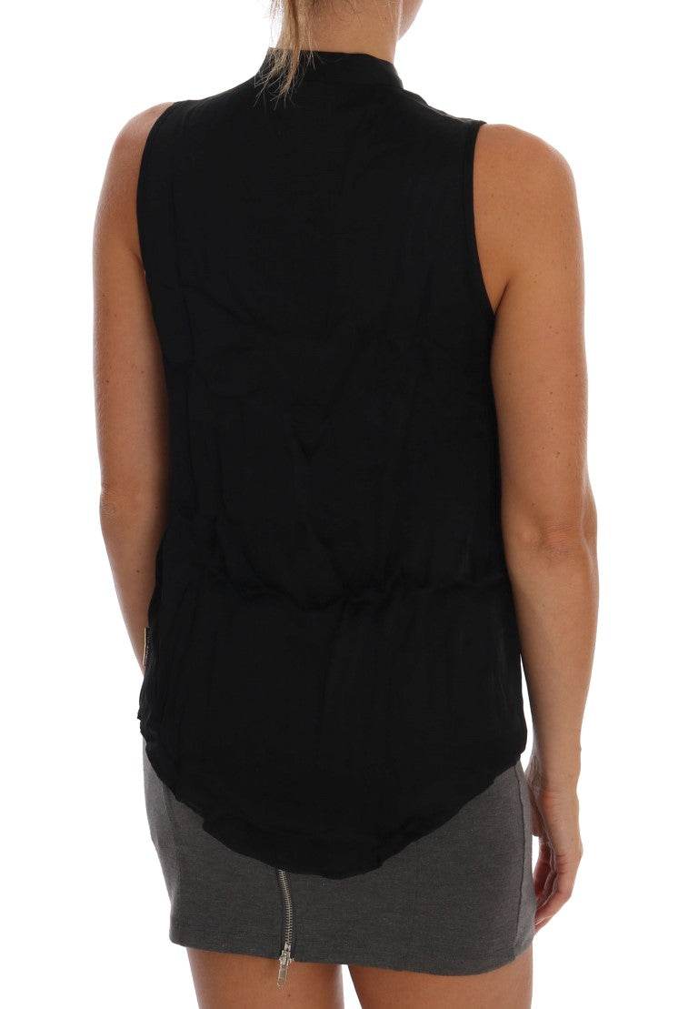 Versace Jeans Schickes ärmelloses schwarzes Hemd Bluse - Léoré