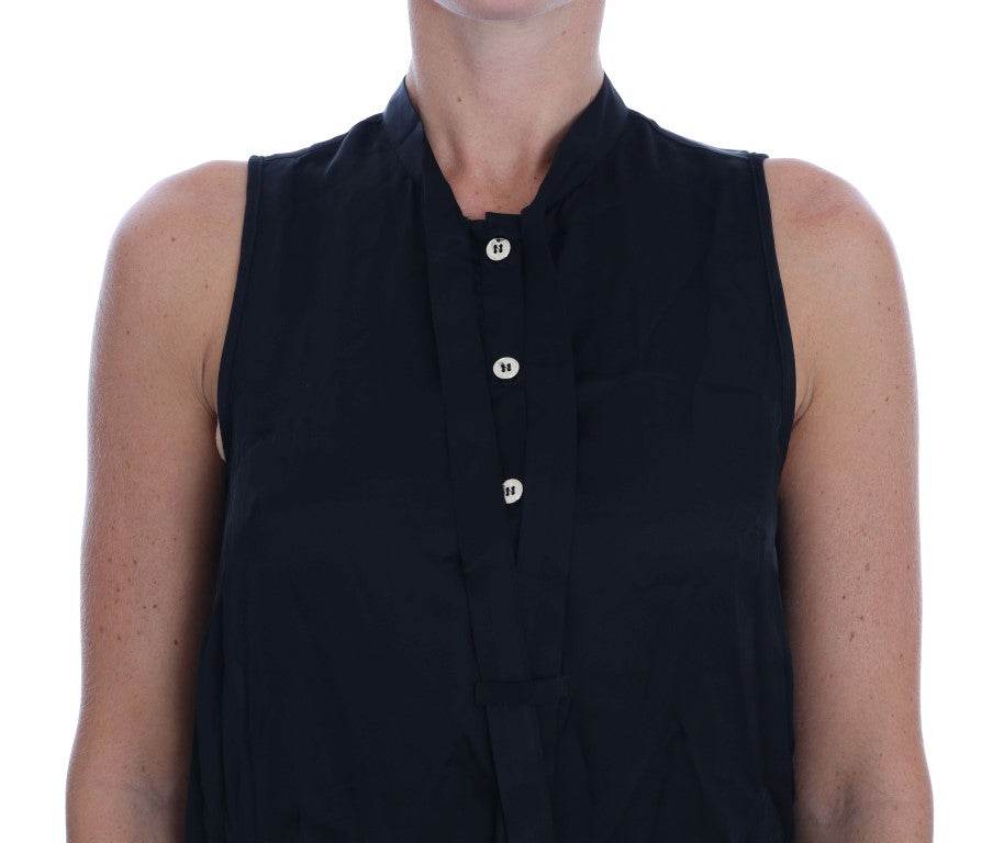 Versace Jeans Schickes ärmelloses schwarzes Hemd Bluse - Léoré
