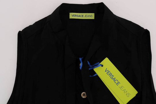 Versace Jeans Schickes ärmelloses schwarzes Hemd Bluse - Léoré