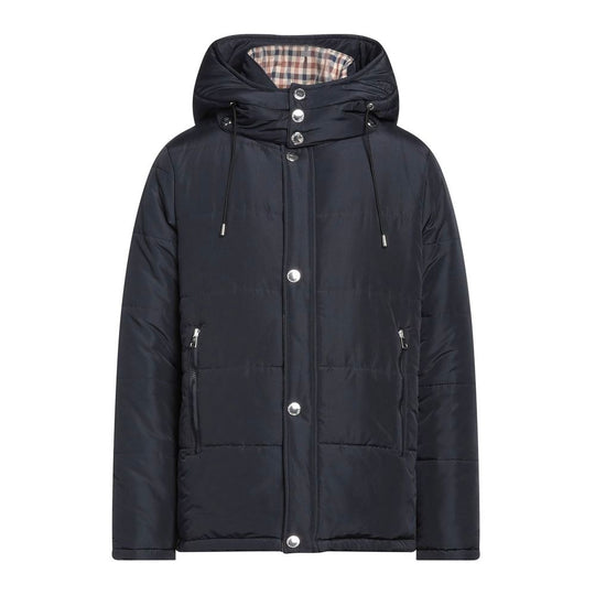 Aquascutum Elegante blaue Jacke mit abnehmbarer Kapuze