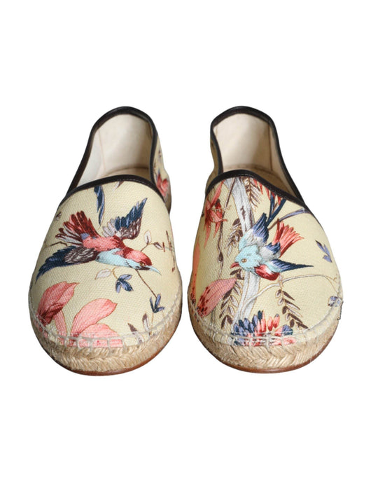 Dolce & Gabbana Beige Floral Canvas Espadrilles Slip On Schuhe - Léoré