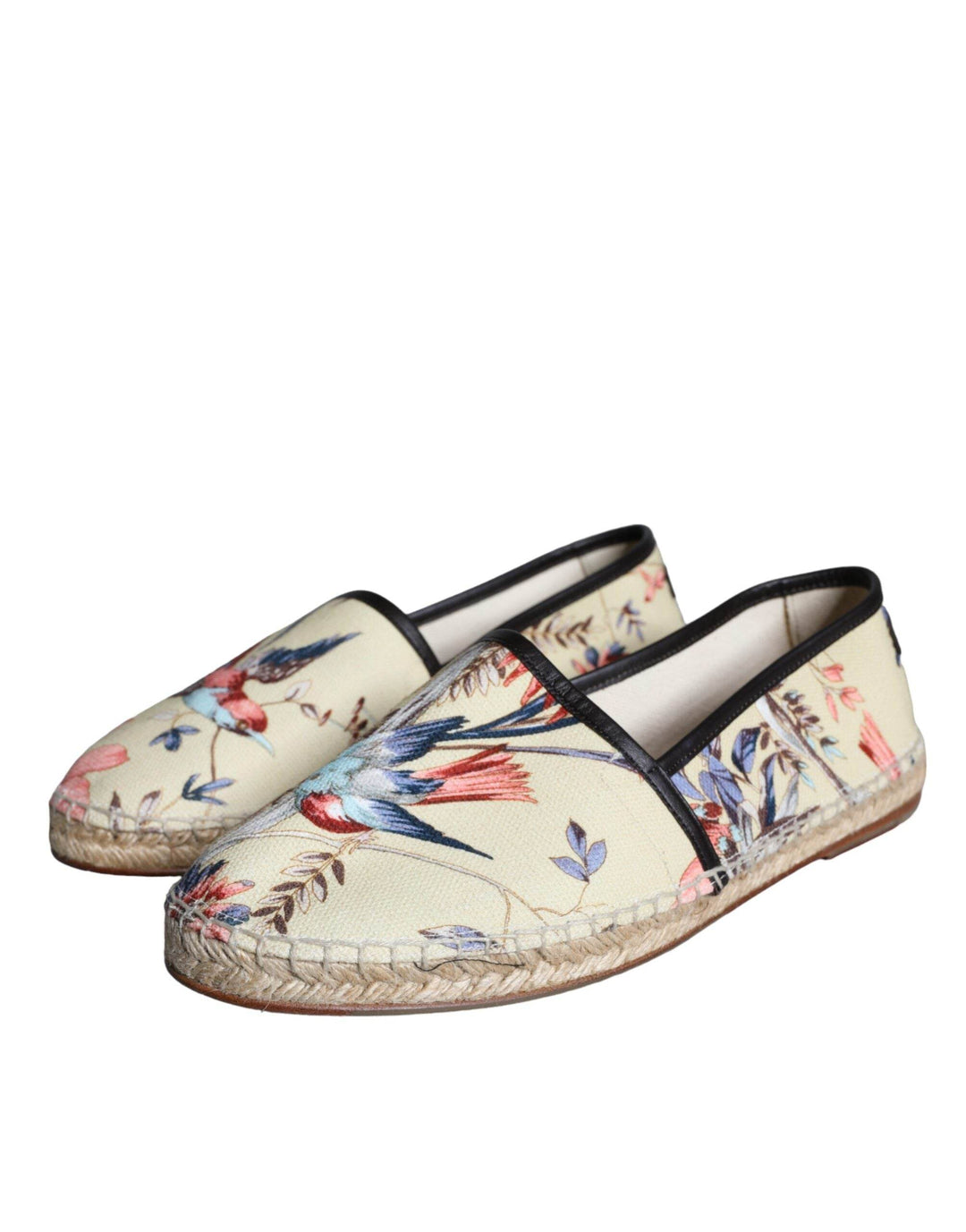 Dolce & Gabbana Beige Floral Canvas Espadrilles Slip On Schuhe - Léoré