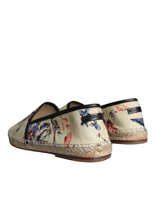 Dolce & Gabbana Beige Floral Canvas Espadrilles Slip On Schuhe - Léoré