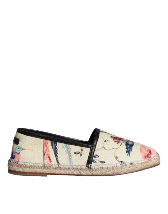 Dolce & Gabbana Beige Floral Canvas Espadrilles Slip On Schuhe - Léoré