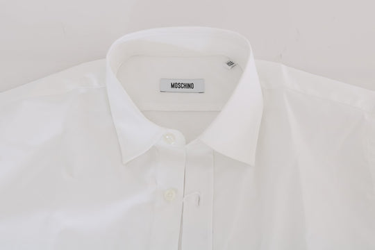 Moschino Weißes Baumwoll-Stretch-Hemd mit schmaler Passform