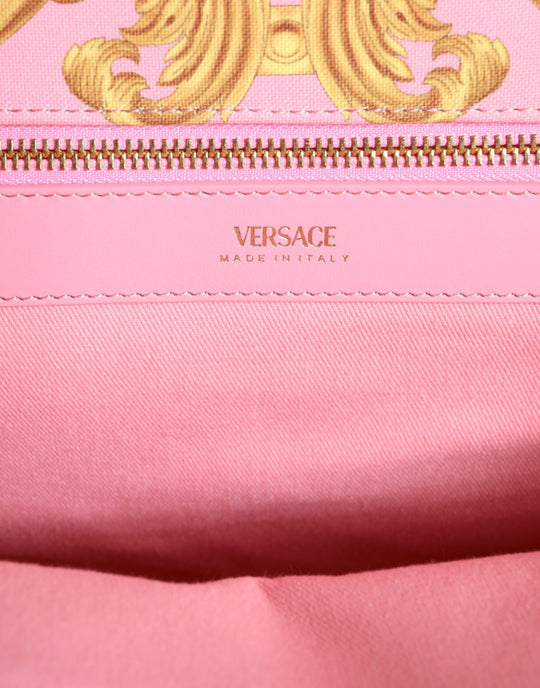 Versace Rosa bedruckte große Einkaufstasche aus Leder