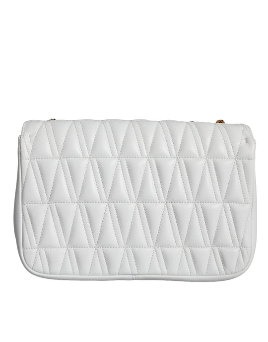 Versace Weiße Mini-Nappaleder-Crossbody-Umhängetasche
