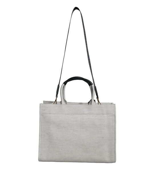Versace Weiße Top Handle Canvas Leder Logo Crossbody Tote Bag