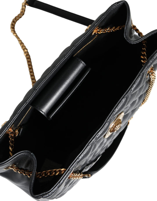 Versace Schwarze gesteppte Nappaleder-Schultertasche mit Kettenriemen