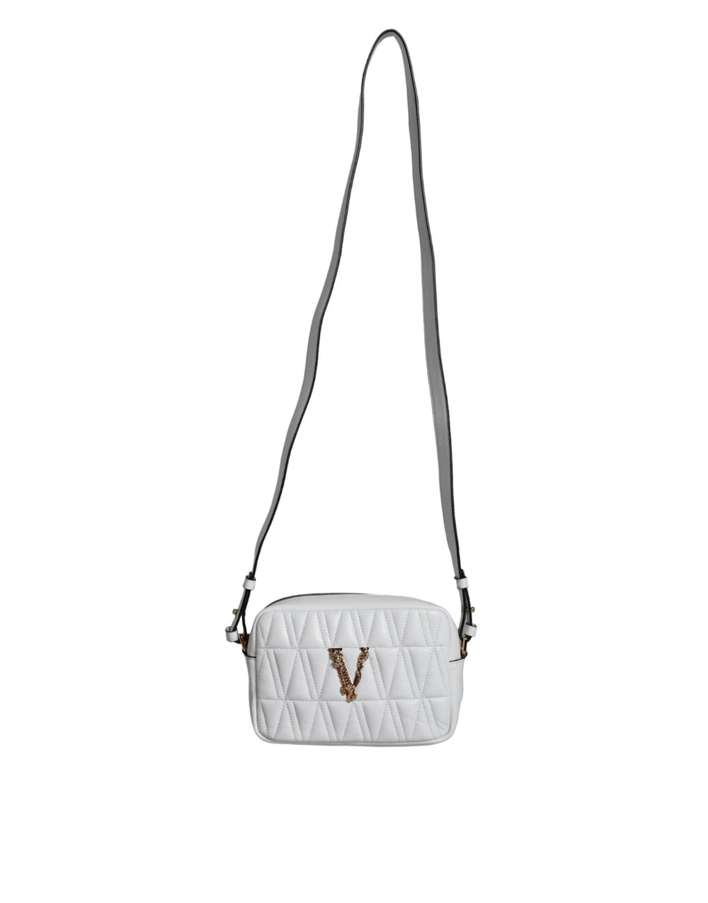 Versace White Quilted Nappa Leather Crossbody Shoulder Bag - Léoré