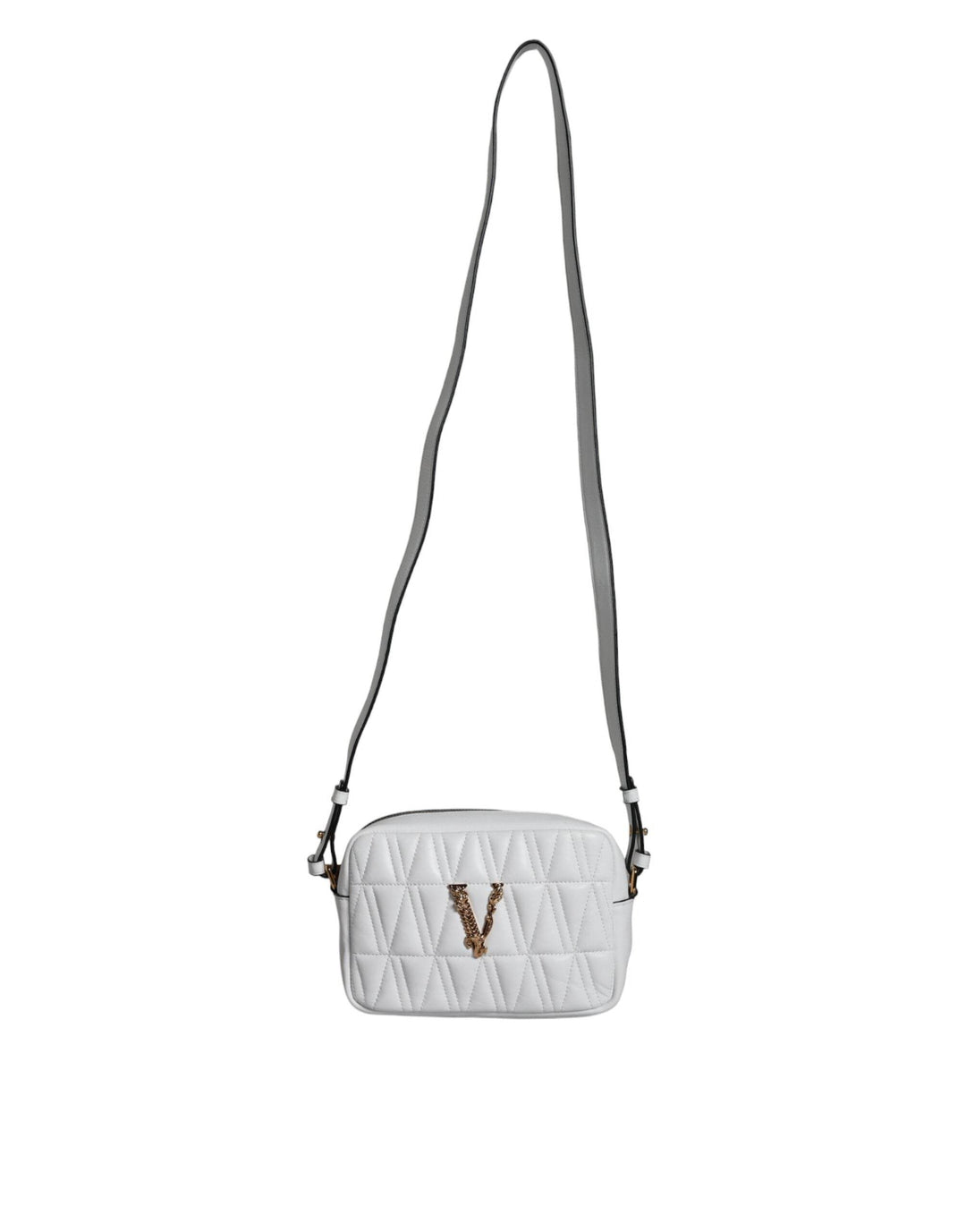 Versace White Quilted Nappa Leather Crossbody Shoulder Bag - Léoré