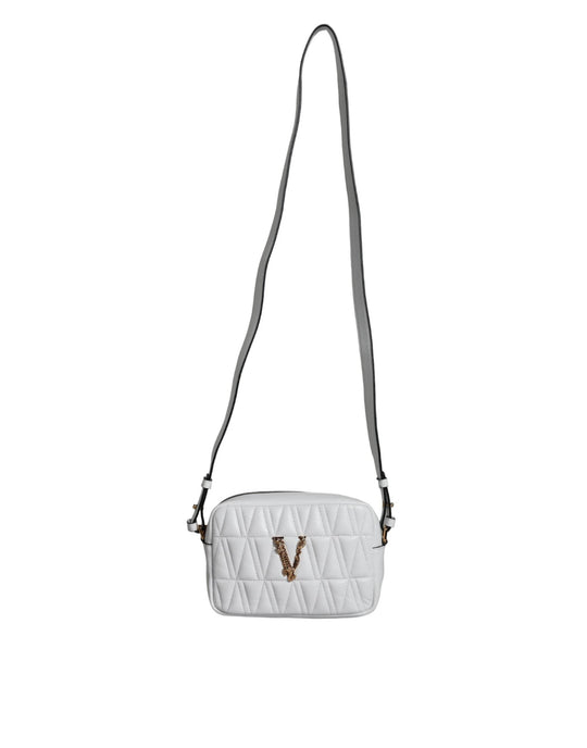Versace White Quilted Nappa Leather Crossbody Shoulder Bag - Léoré