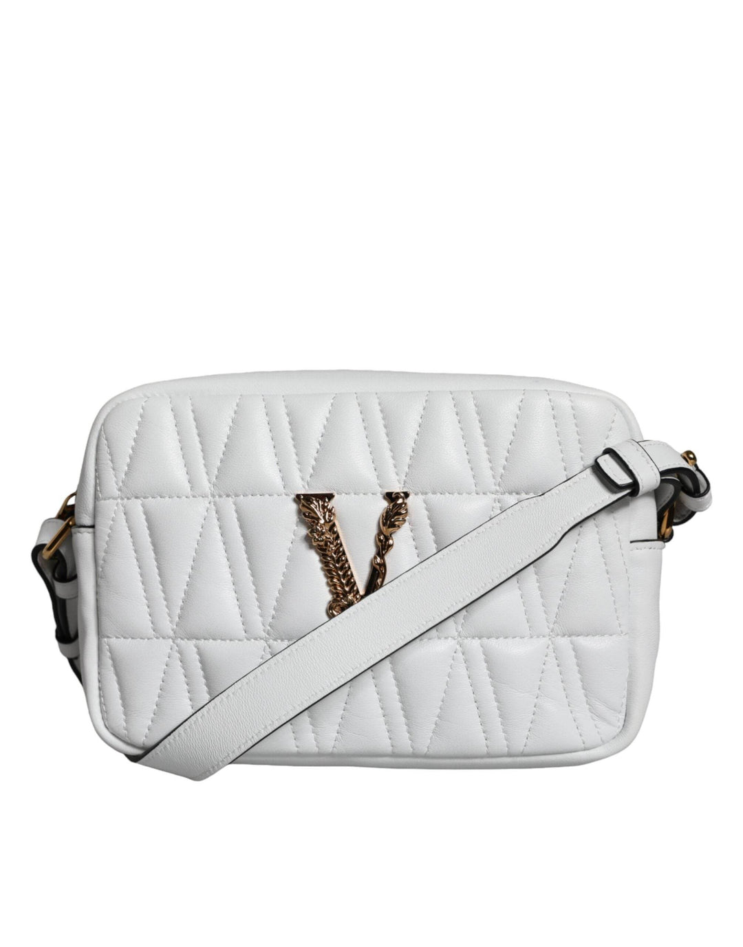 Versace White Quilted Nappa Leather Crossbody Shoulder Bag - Léoré