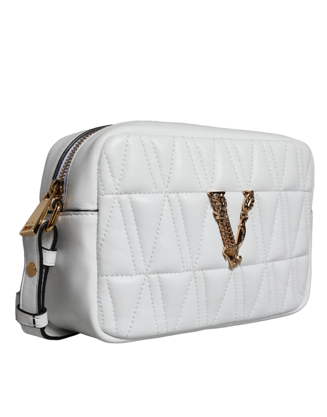 Versace White Quilted Nappa Leather Crossbody Shoulder Bag - Léoré