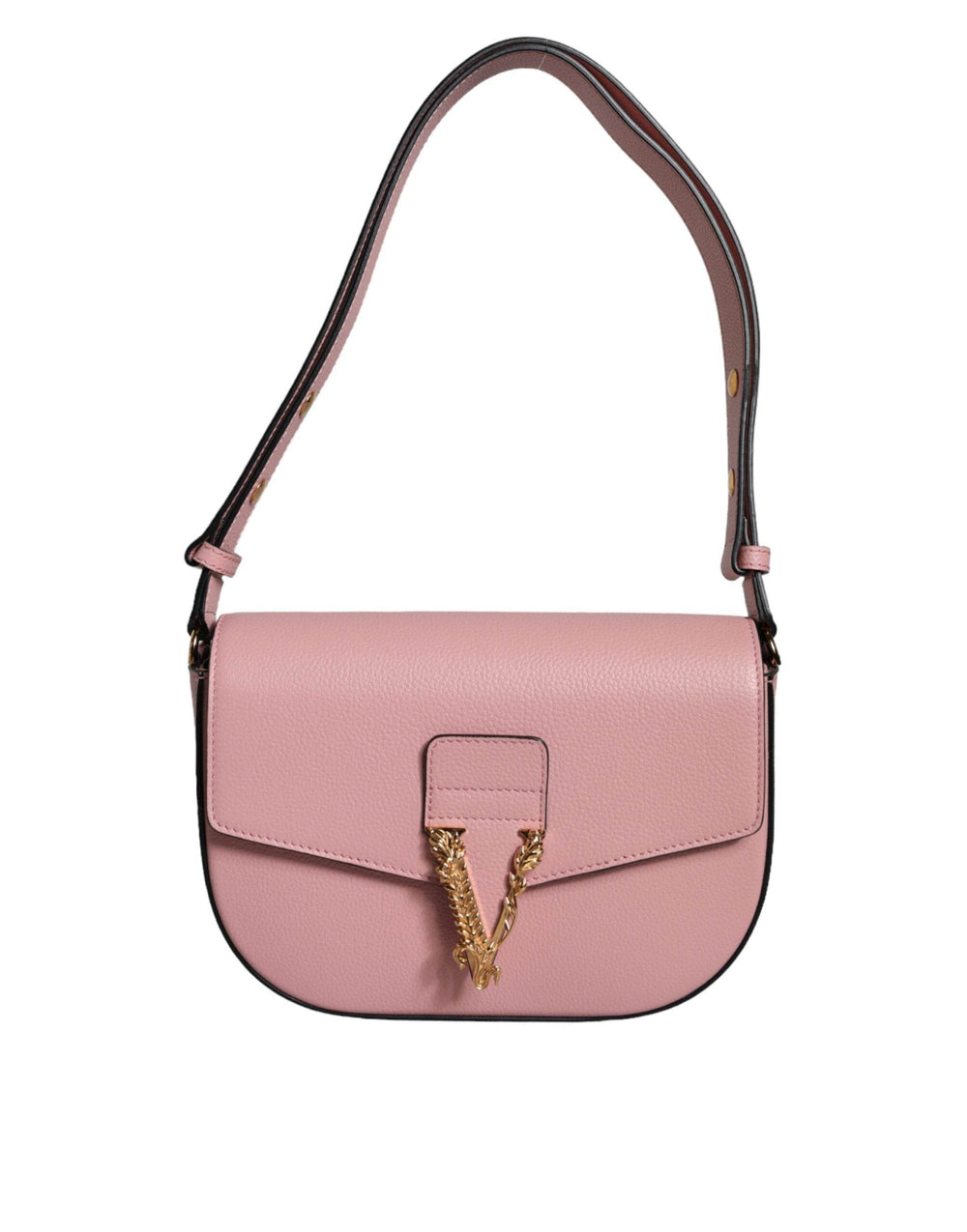 Versace Pink Grainy Calf Leather Logo Crossbody Shoulder Bag - Léoré
