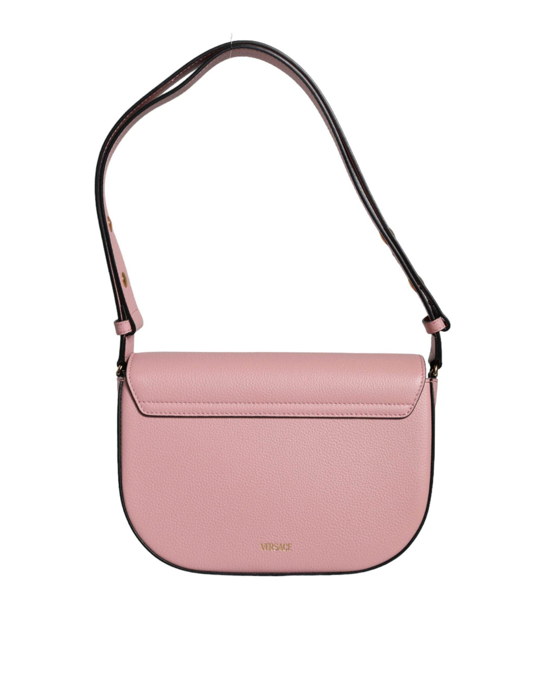 Versace Pink Grainy Calf Leather Logo Crossbody Shoulder Bag - Léoré