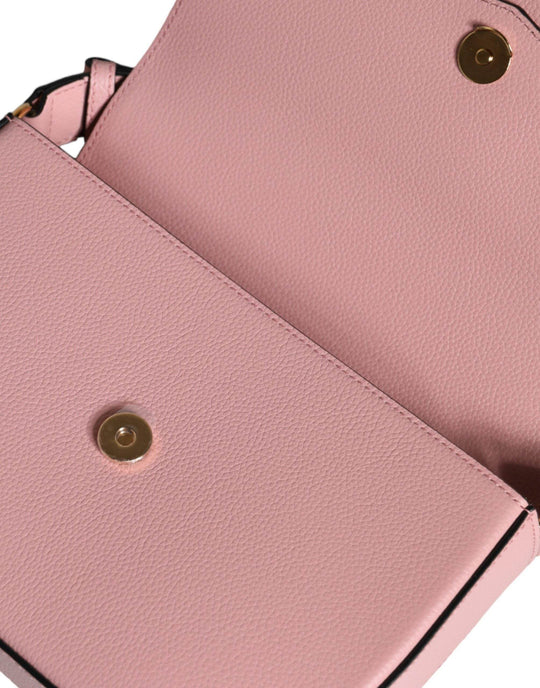 Versace Pink Grainy Calf Leather Logo Crossbody Shoulder Bag - Léoré