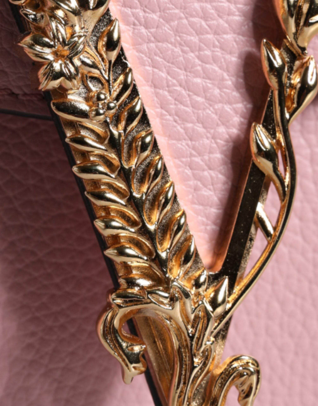Versace Pink Grainy Calf Leather Logo Crossbody Shoulder Bag - Léoré