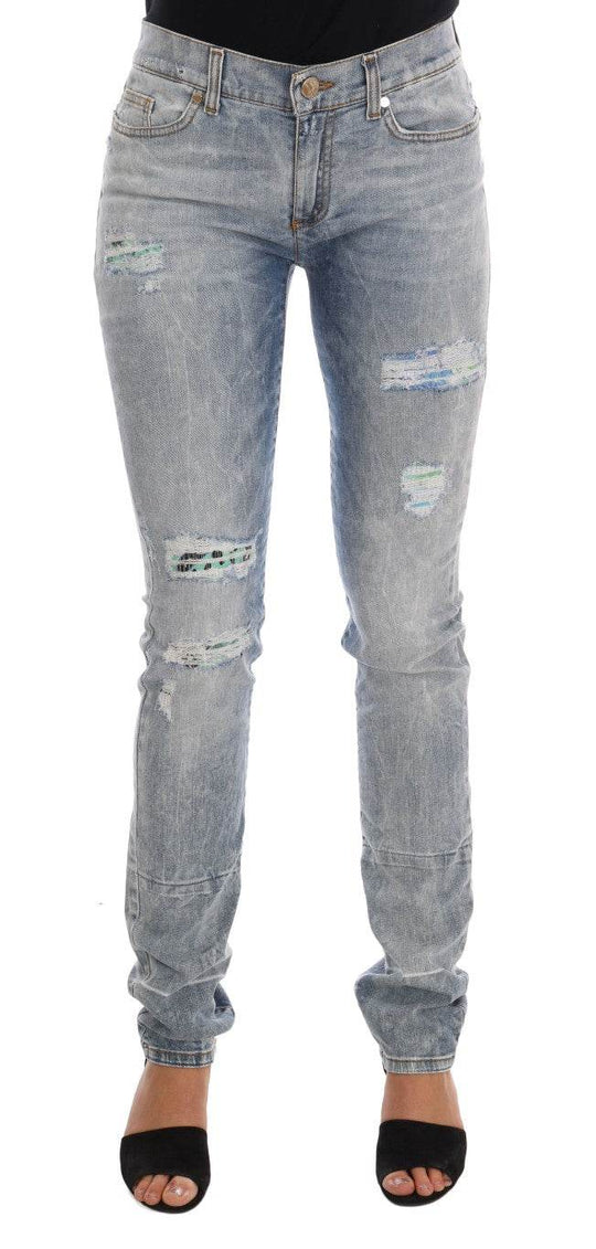 Versace Jeans Schicke hellblaue zerrissene Slim Fit Jeans - Léoré