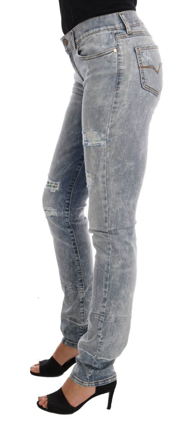 Versace Jeans Schicke hellblaue zerrissene Slim Fit Jeans - Léoré