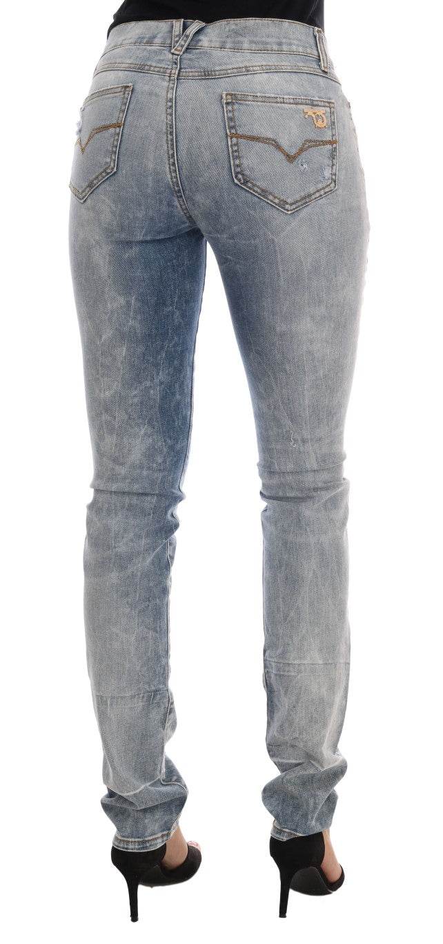 Versace Jeans Schicke hellblaue zerrissene Slim Fit Jeans - Léoré