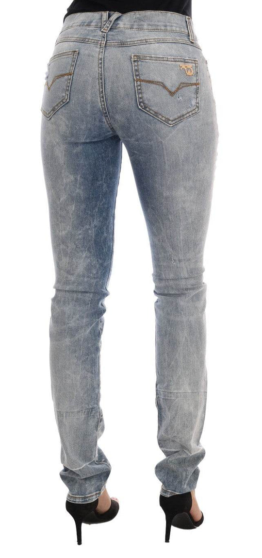 Versace Jeans Schicke hellblaue zerrissene Slim Fit Jeans - Léoré