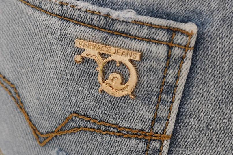 Versace Jeans Schicke hellblaue zerrissene Slim Fit Jeans - Léoré