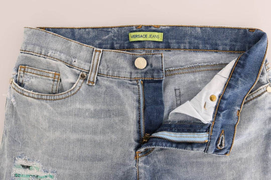 Versace Jeans Schicke hellblaue zerrissene Slim Fit Jeans - Léoré