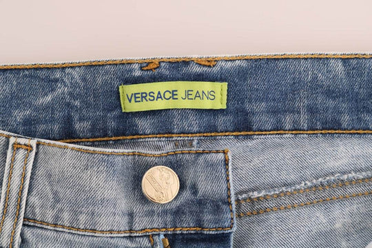 Versace Jeans Schicke hellblaue zerrissene Slim Fit Jeans - Léoré
