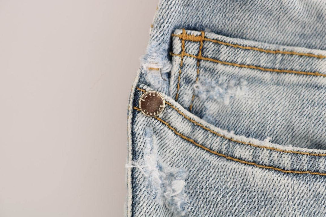 Versace Jeans Schicke hellblaue zerrissene Slim Fit Jeans - Léoré