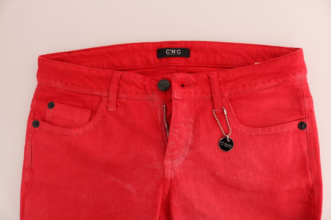 Costume National Rote Cotton Stretch Slim Jeans