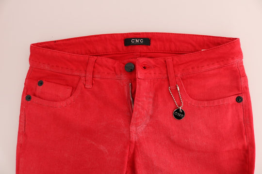 Costume National Rote Cotton Stretch Slim Jeans