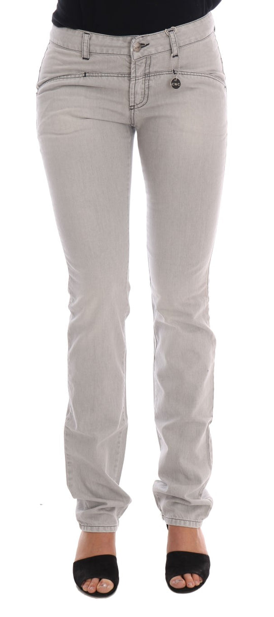 Costume National Graue Baumwollschlankjeans mit Waschung