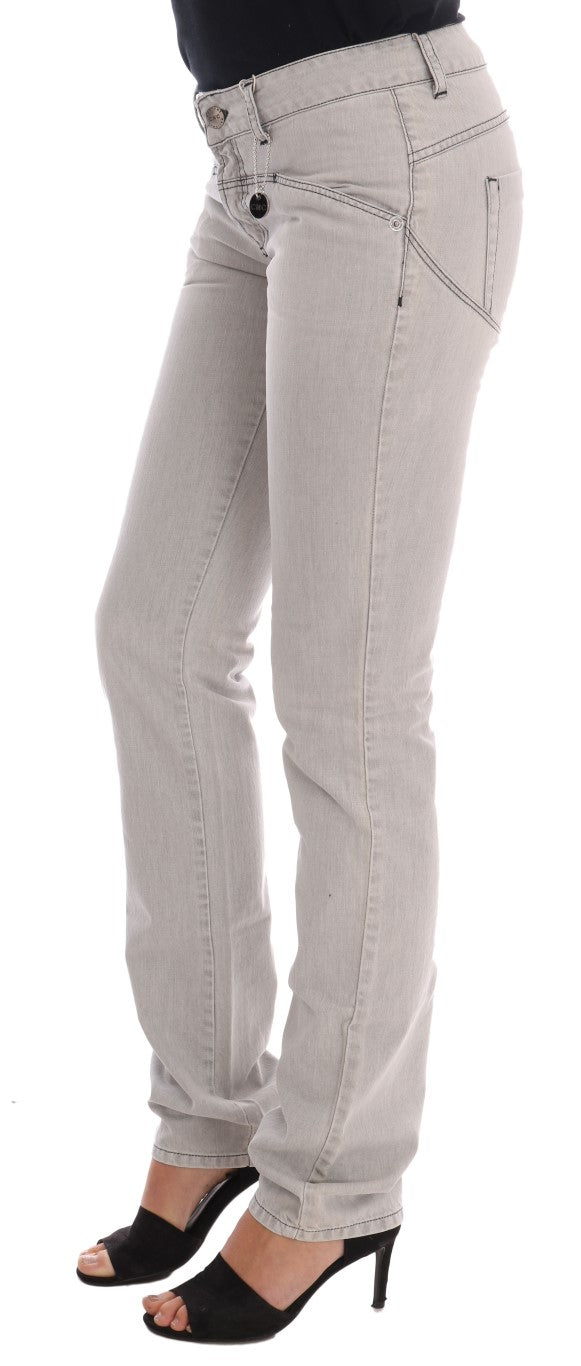 Costume National Graue Baumwollschlankjeans mit Waschung