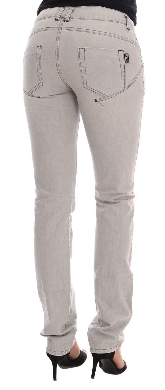 Costume National Graue Baumwollschlankjeans mit Waschung