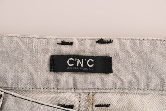Costume National Graue Baumwollschlankjeans mit Waschung