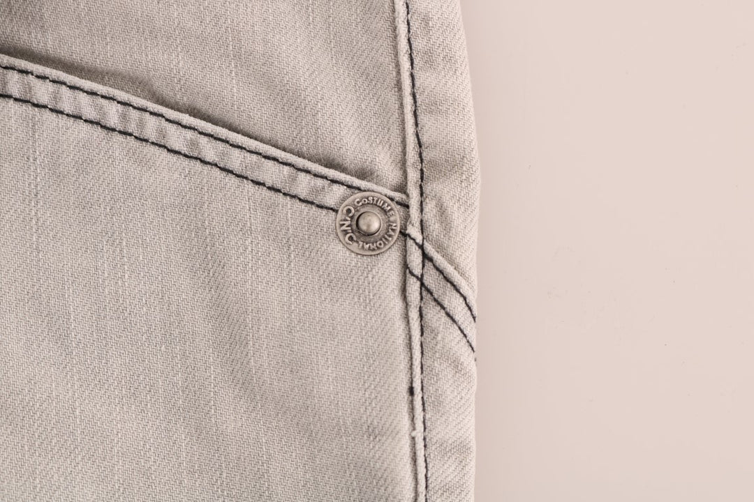Costume National Graue Baumwollschlankjeans mit Waschung