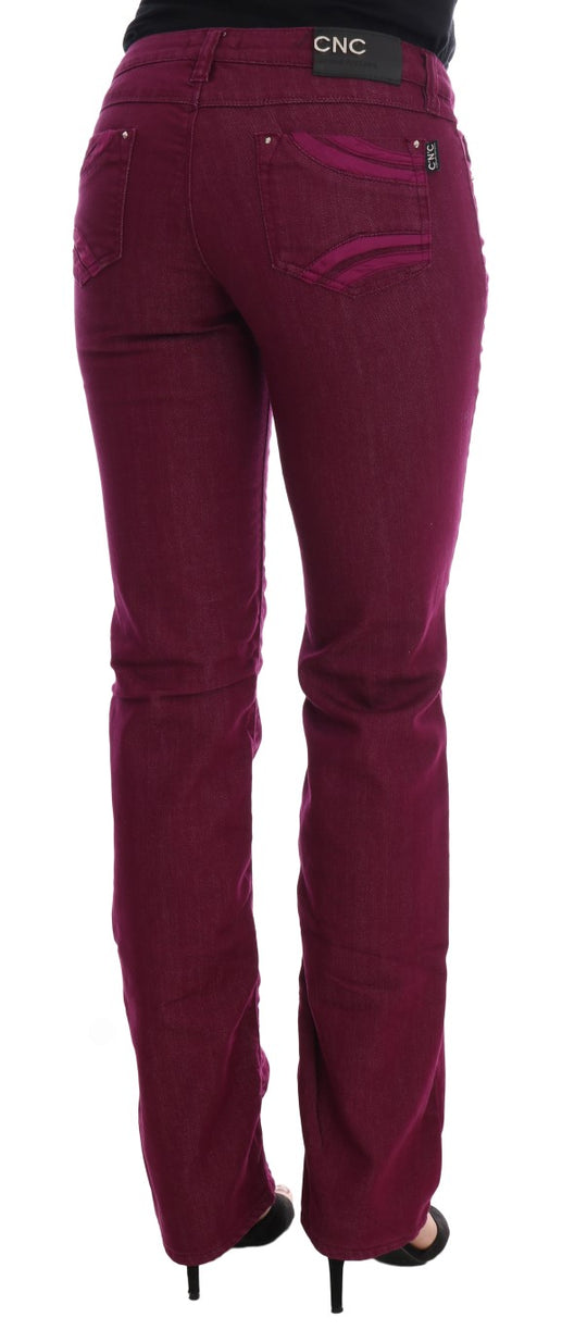 Costume National Rot gewaschene Cotton Stretch Denim Jeans