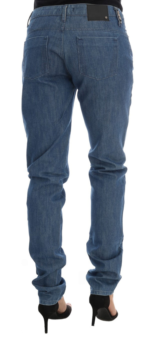 Costume National Boyfriend Fit Jeans aus Baumwolle mit blauer Waschung
