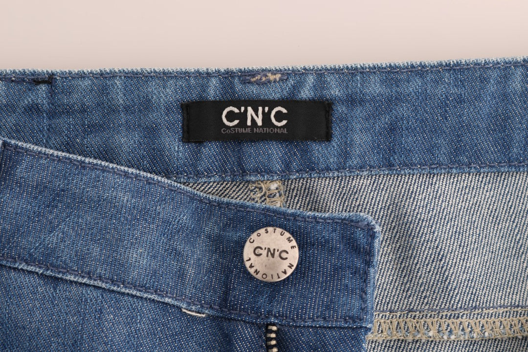 Costume National Boyfriend Fit Jeans aus Baumwolle mit blauer Waschung