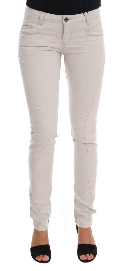 Costume National Weiße schmale Stretch-Jeans aus Baumwolle
