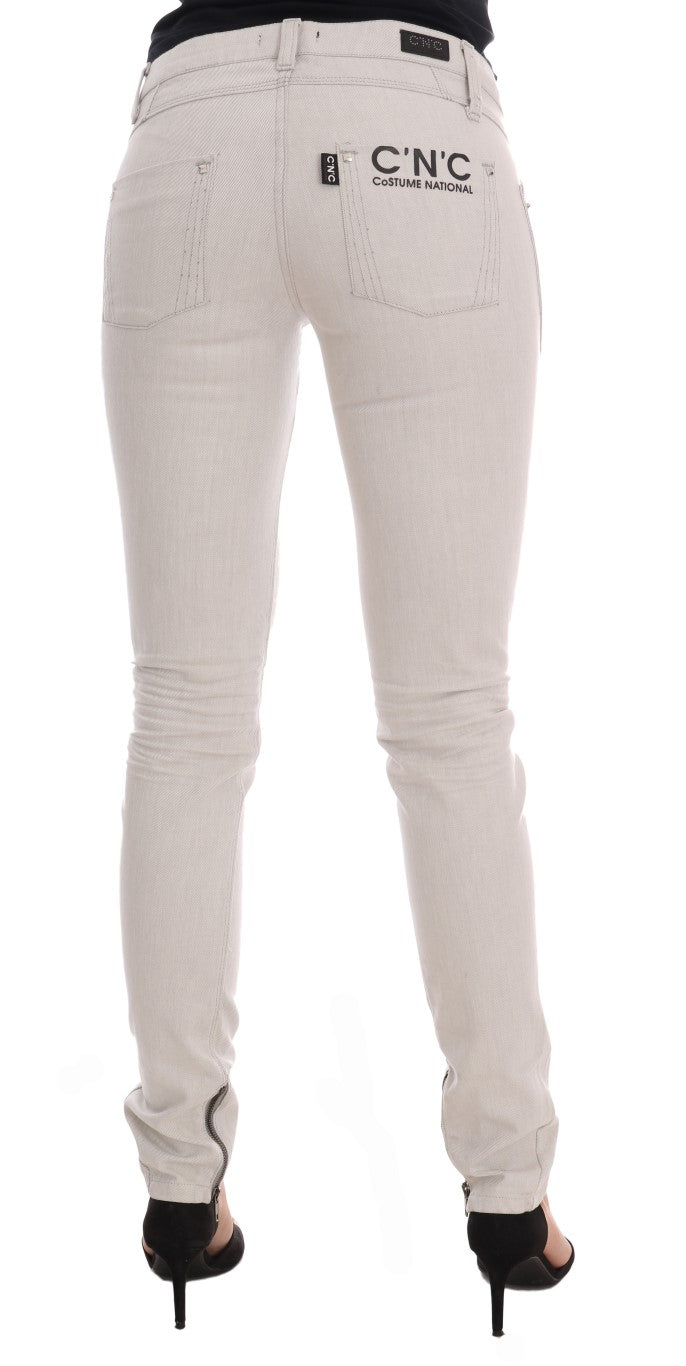 Costume National Weiße schmale Stretch-Jeans aus Baumwolle