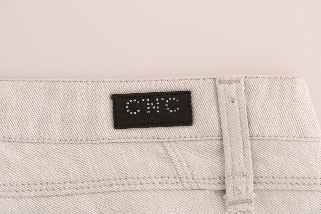 Costume National Weiße schmale Stretch-Jeans aus Baumwolle